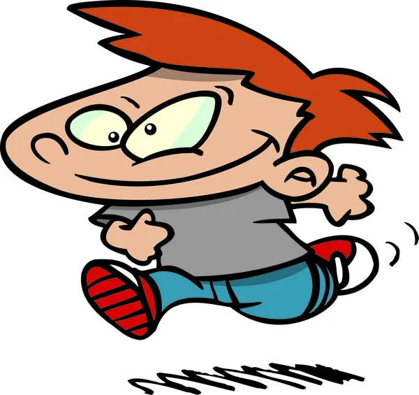 Muchacho de dibujos animados corriendo — Vector de stock