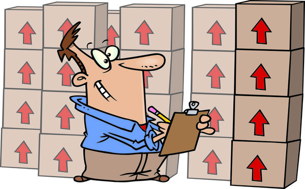 Cartoon man taking inventory