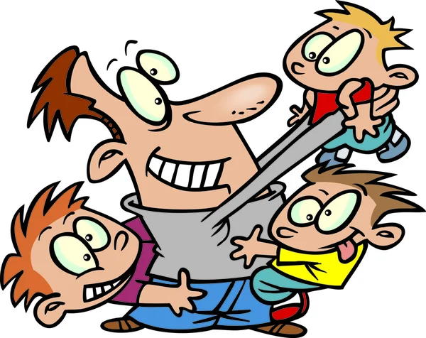 küçük çocuklarla oynarken bir karikatür adam