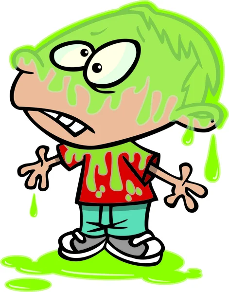 Cartoon boy slimed — Stock Vector