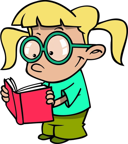 Cartoon girl reading — Stock Vector