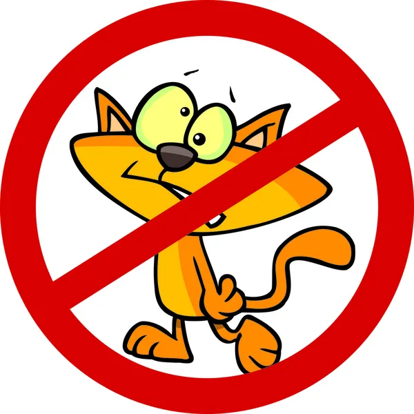 Dibujos animados No se permiten gatos — Vector de stock