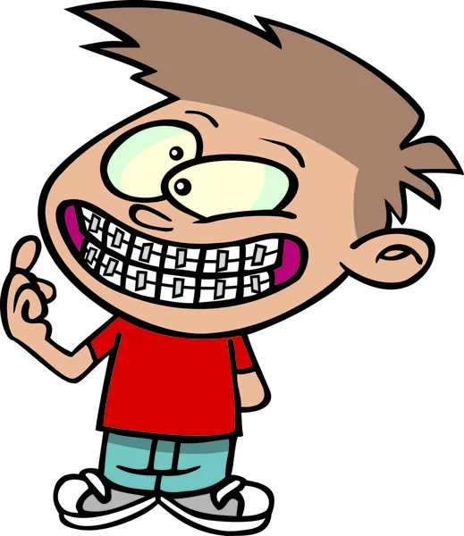Çizgi film çocuk diş telleri — Stok Vektör