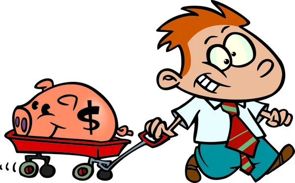 Cartoon Boy ahorrar dinero — Archivo Imágenes Vectoriales