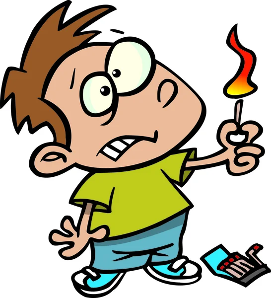 Cartoon Boy with Matches — Stock Vector