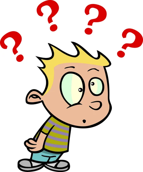 Cartoon Boy Questions — Stock Vector