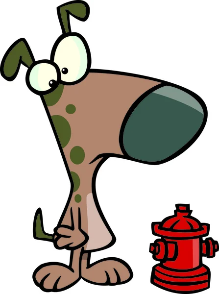 Cartoon Dog and Fire Hydrant — Stock Vector