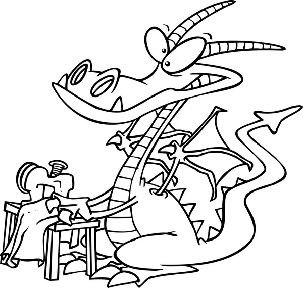 Cartoon Dragon menjahit - Stok Vektor