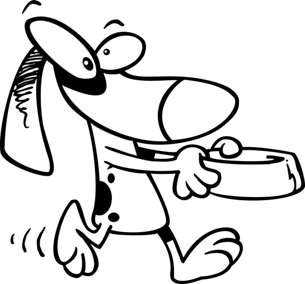 Bir köpek yemliği olan karikatür köpek — Stok Vektör