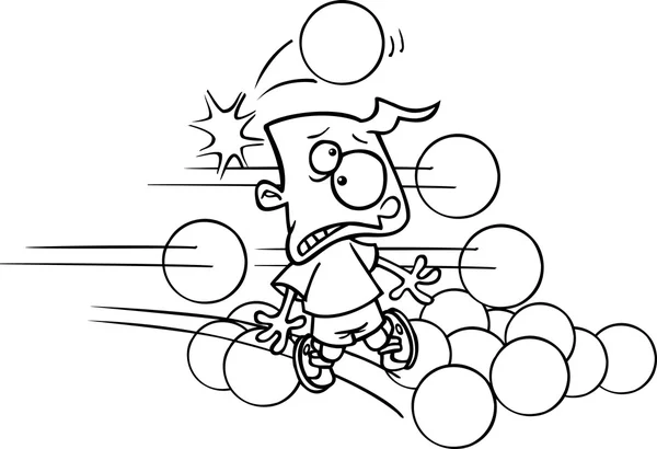 Garçon de bande dessinée jouant Dodgeball — Image vectorielle