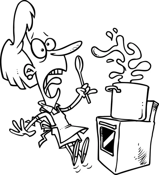 卡通怪物吓跑一个厨师 — 图库矢量图片