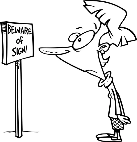 Cartoon Beware of Sign — Stock Vector