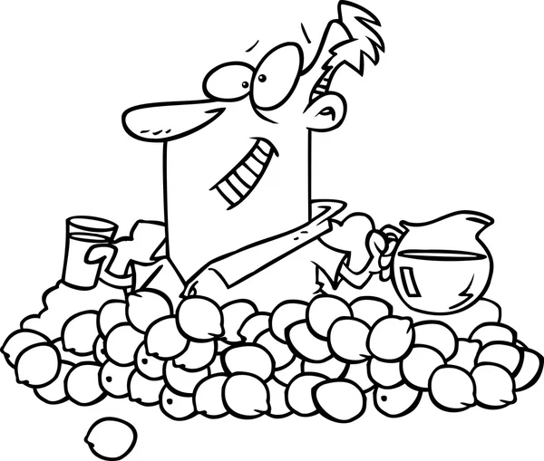 Hombre de dibujos animados haciendo limonada — Vector de stock