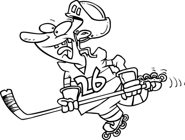 Joueur de hockey dessin animé patinage — Image vectorielle