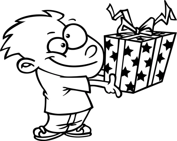 Cartoon pojke att ge en gåva — Stock vektor