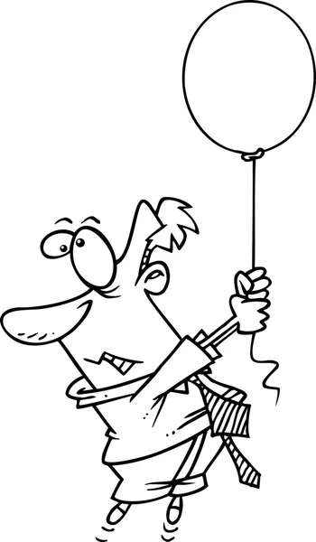 Empresario flotando con un globo — Vector de stock