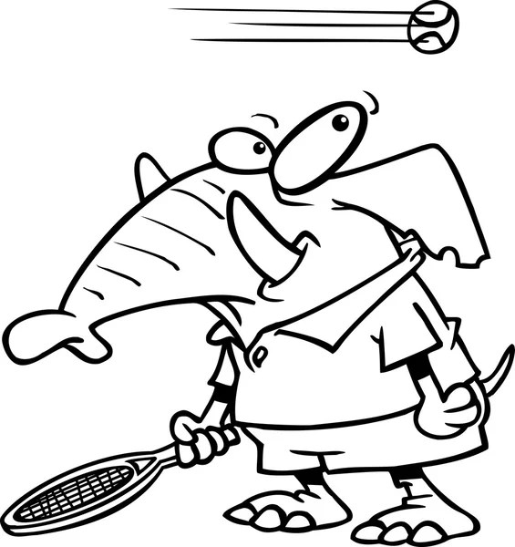 Cartoon olifant tennis — Stockvector