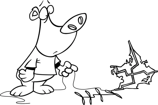 Cartoon Bear Flying a Kite Stock Illustration