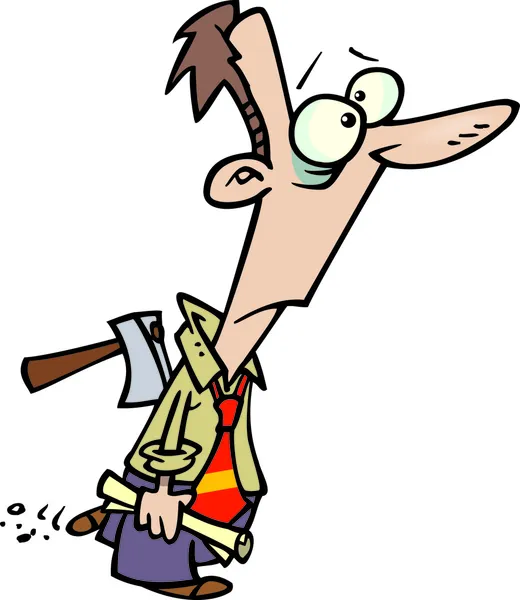 Cartoon Businessman Axe Stock Illustration