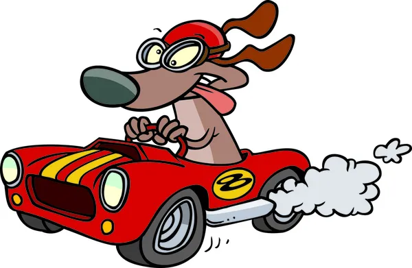 Cartoon Hot Rod Dog Vektorgrafiken