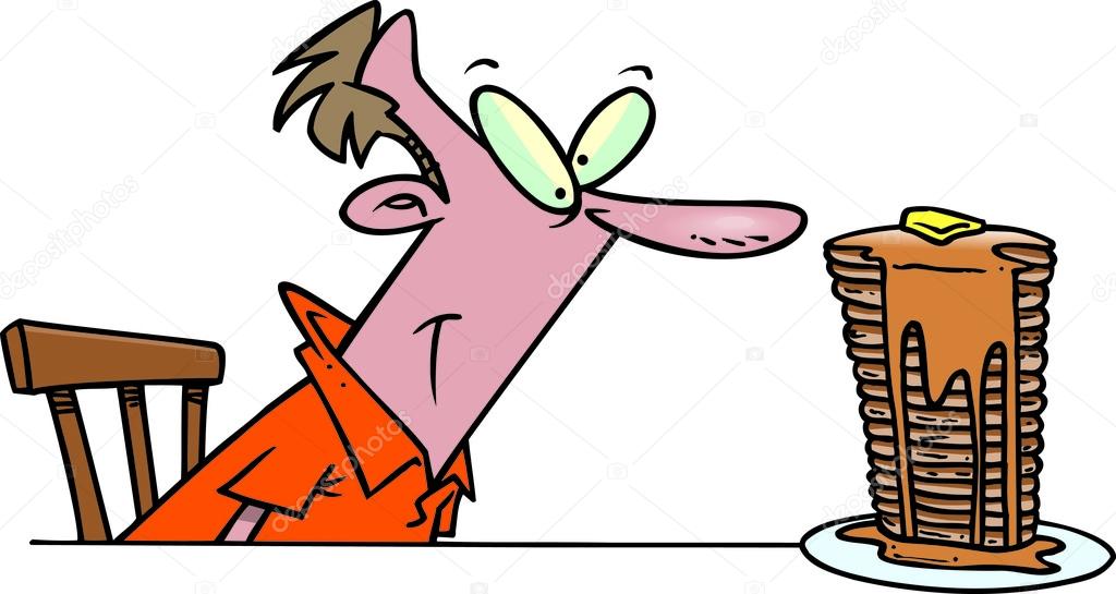 Cartoon Man with a Stack of Pancakes Stock Vector Image by ©ronleishman