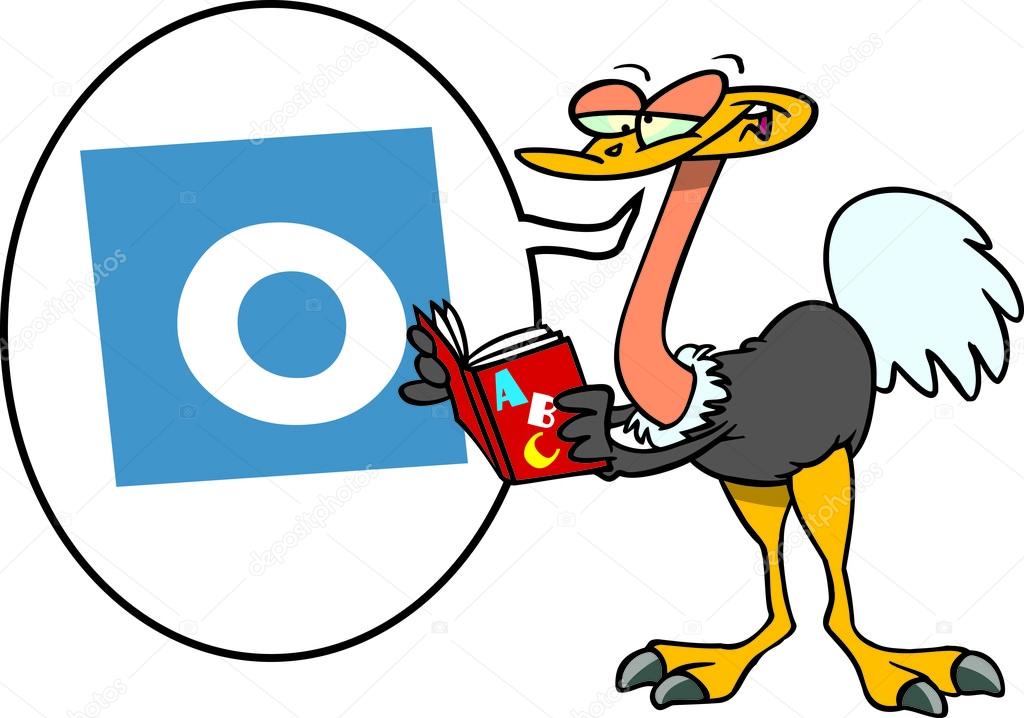 Cartoon Ostrich Alphabet Letter O