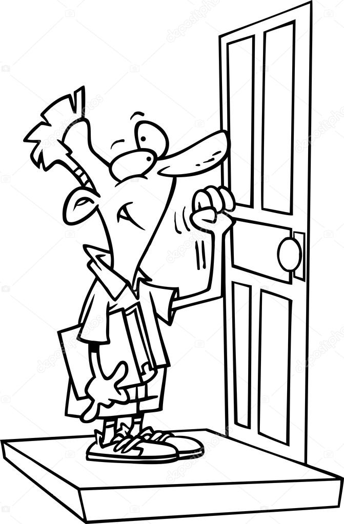 Cartoon Door to Door Salesman