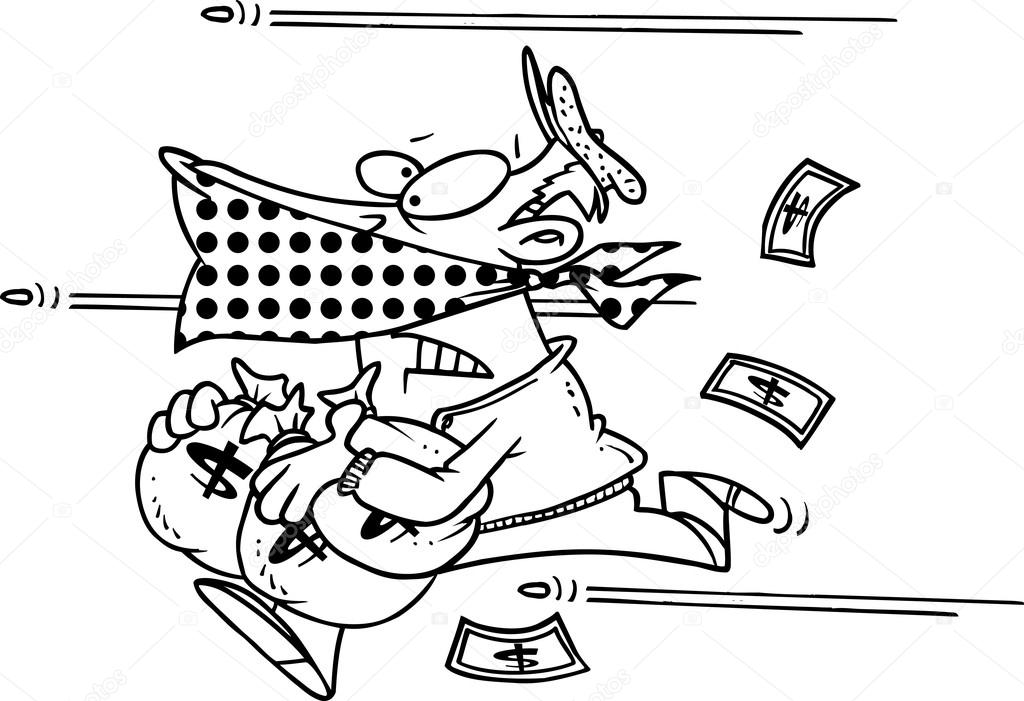 Cartoon Bank Robber Getaway