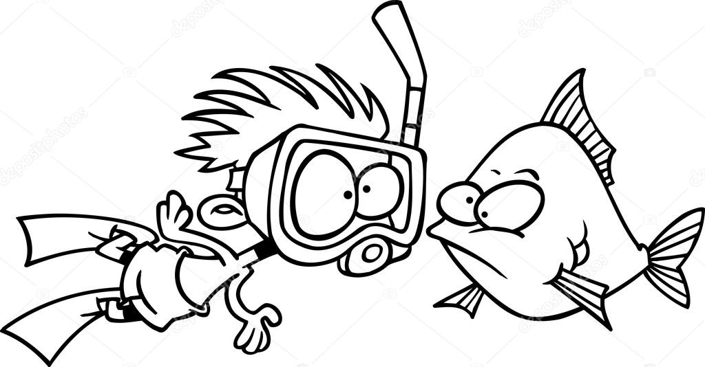 Snorkel Clipart Black And White