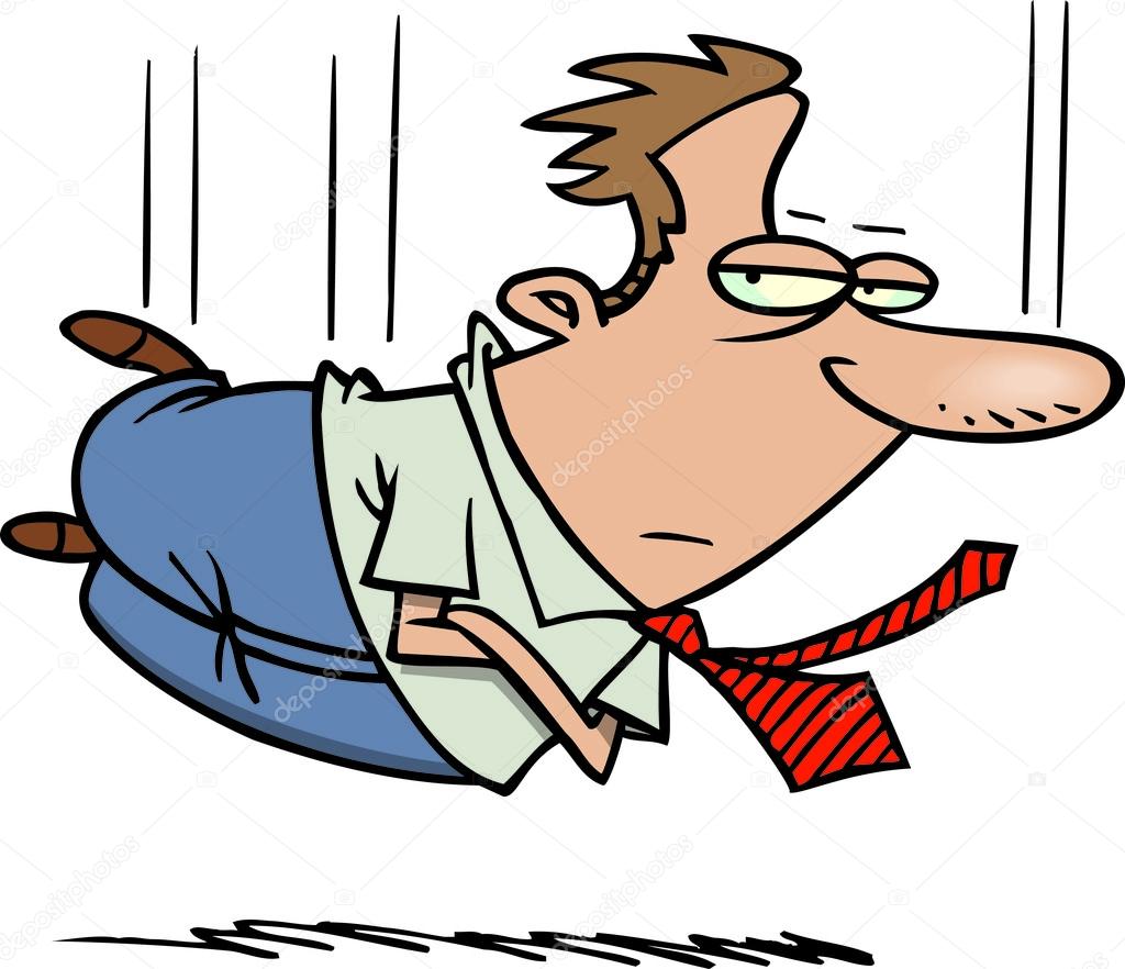 Cartoon businessman hard landing