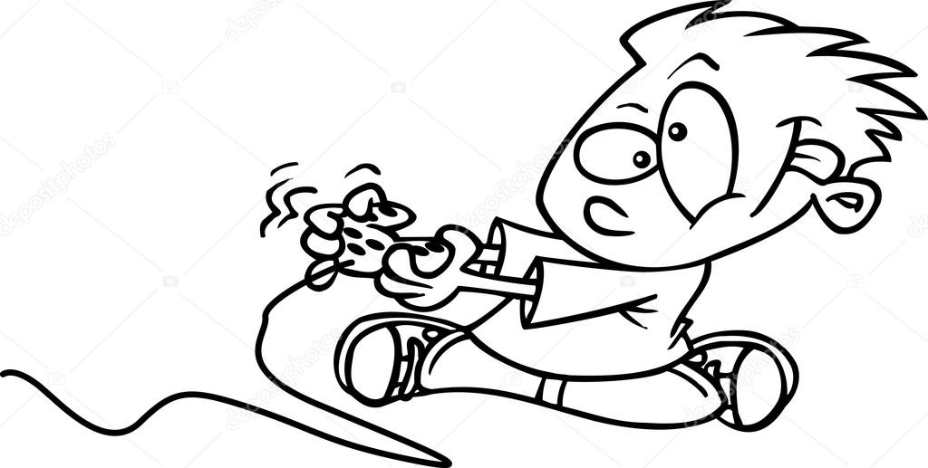 Kids Playing Video Games Drawing