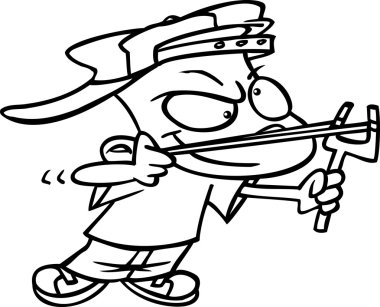 Cartoon Boy with Slingshot clipart