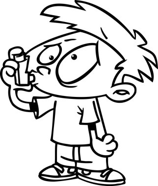 çizgi film çocuk astım inhaler ile