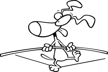 sıkı bir ip üzerinde yürüyen karikatür köpek