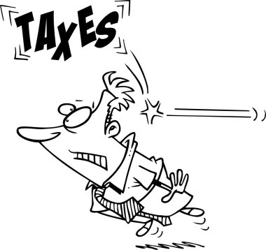 Businessman Being Hit From Behind With Taxes clipart