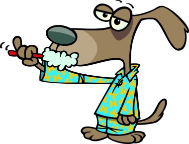diş fırçalama karikatür köpek