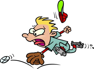 Beyzbol oynayan çizgi film çocuk