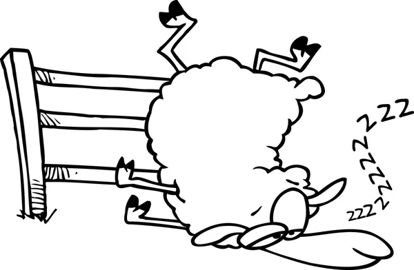 Cartoon Sleepy Sheep - Stok Vektor