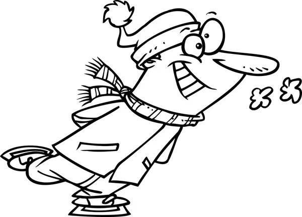 Cartoon Mann Eislaufen — Stockvektor