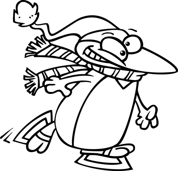 Cartoon-Pinguin-Eisläufer — Stockvektor