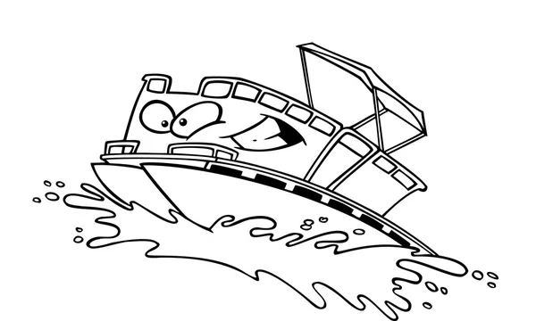 Barca del pontone del fumetto — Vettoriale Stock