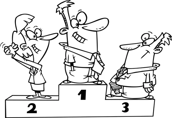 Tegnefilm-podium av første og tredje plass – stockvektor