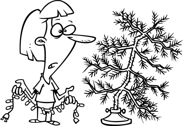 Desenhos animados árvore de Natal esparsa —  Vetores de Stock