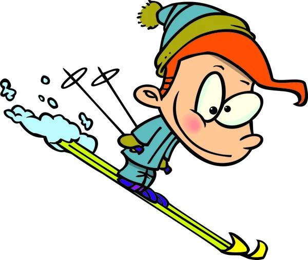 卡通男孩滑雪 — 图库矢量图片