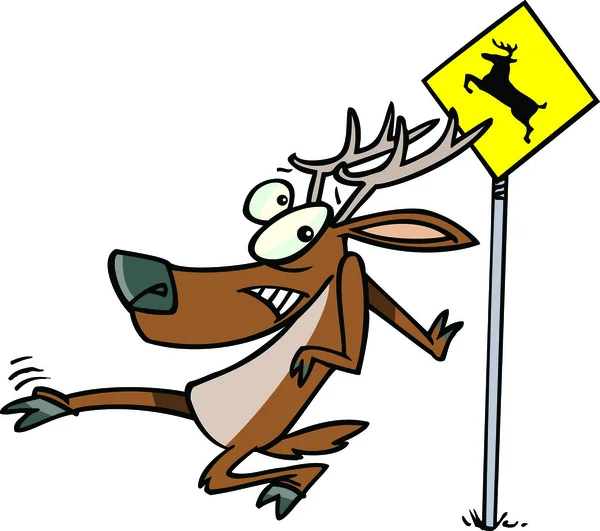 Cartoon crossing deer — Stock Vector