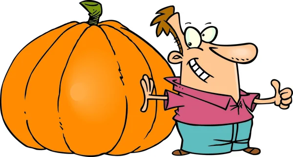 Cartoon man and pumpkin — Stock Vector
