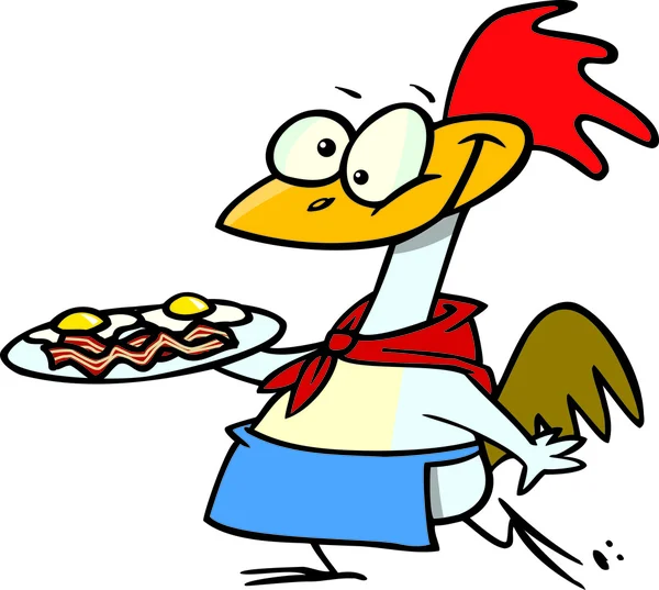 Caricature avec œufs et bacon — Image vectorielle