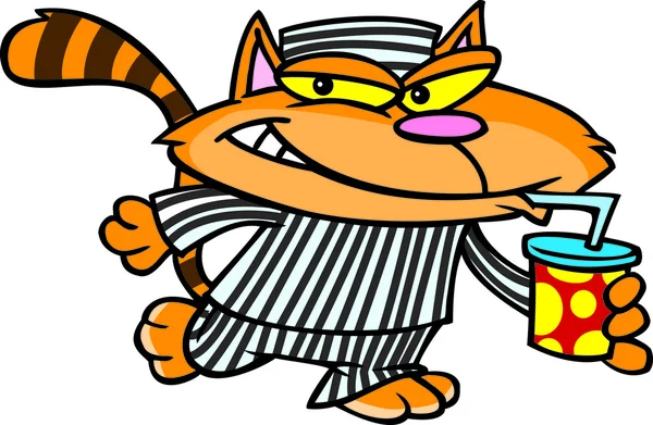 Cartoon Kitty Sträfling — Stockvektor