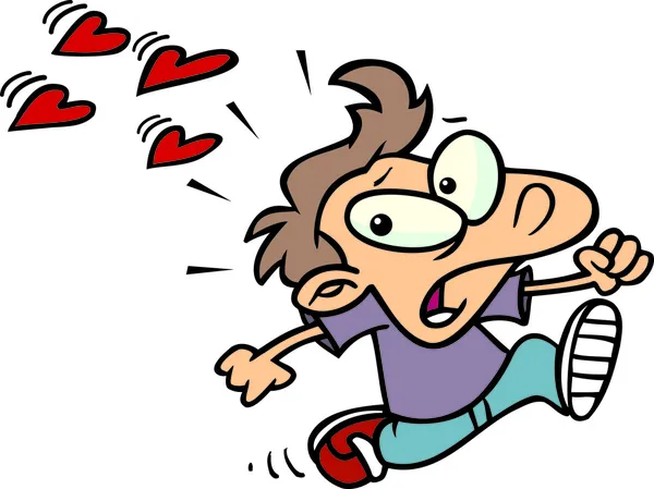 Desenhos animados menino correndo de amor —  Vetores de Stock