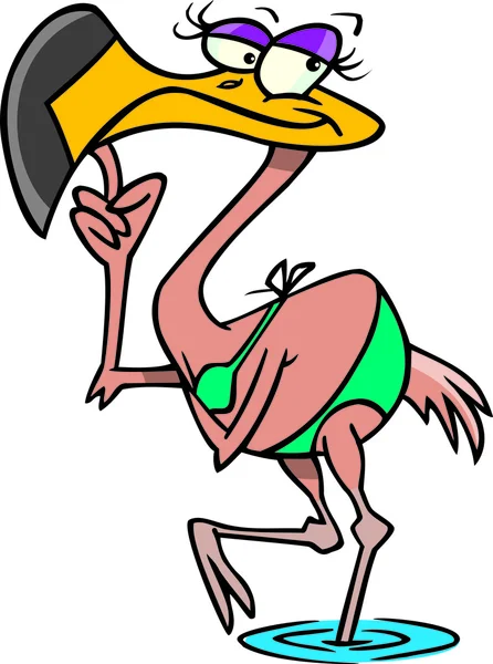 Dibujos animados Flamingo Babe — Archivo Imágenes Vectoriales